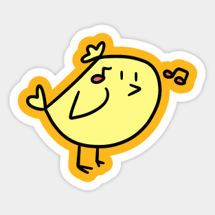 Musical Notes Yellow Bird Sticker